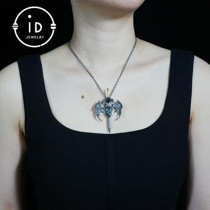 925 Silver Guardian Heartblade Necklace, Handmade 925 Silver Necklace, Garnet Symbolizing Vitality, Silver Jewelry Gift