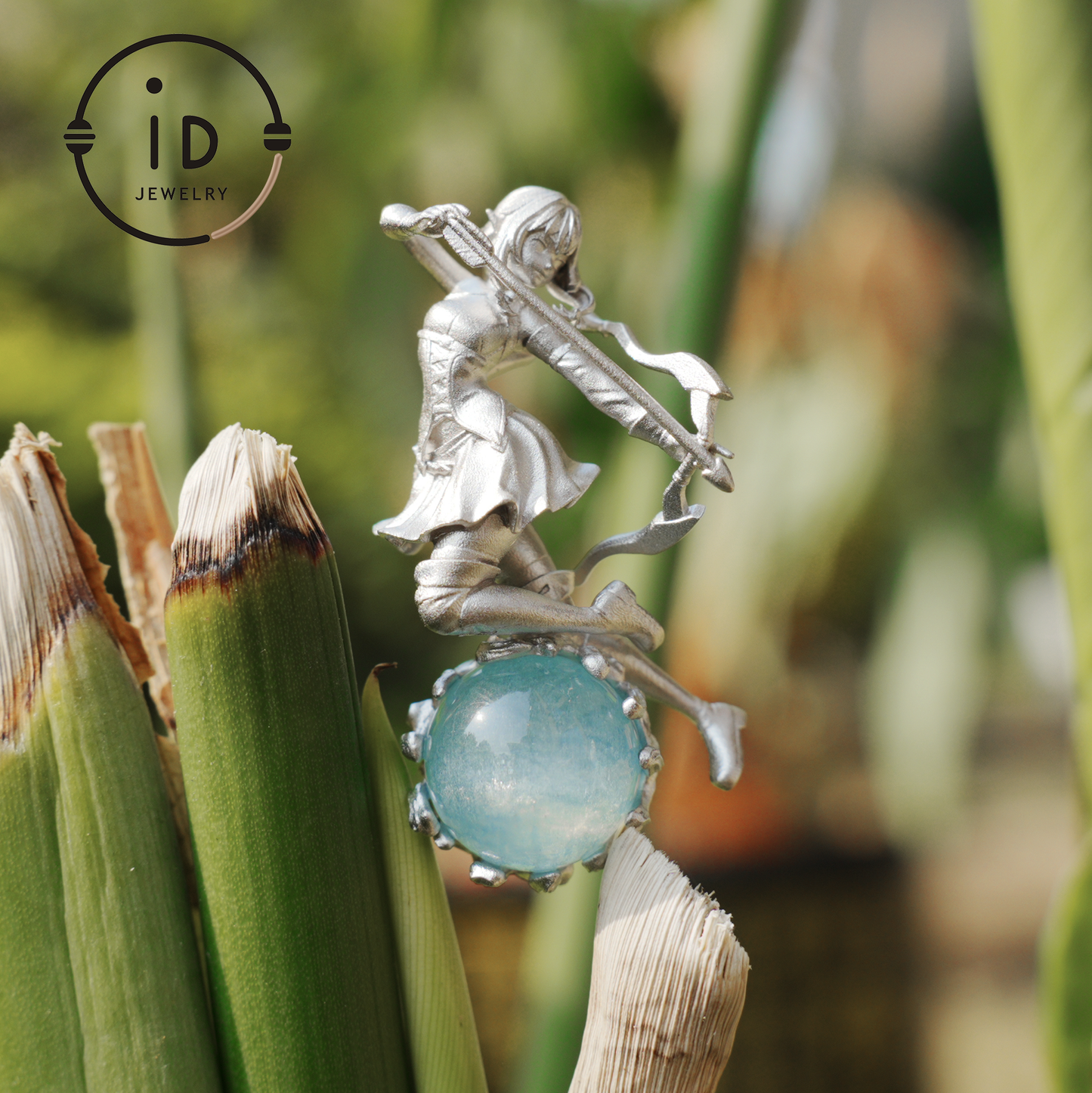 Sagittarius Archer Pendant Necklace in 925 Sterling Silver with Aquamarine – Handcrafted Zodiac Jewelry for Men or Woman