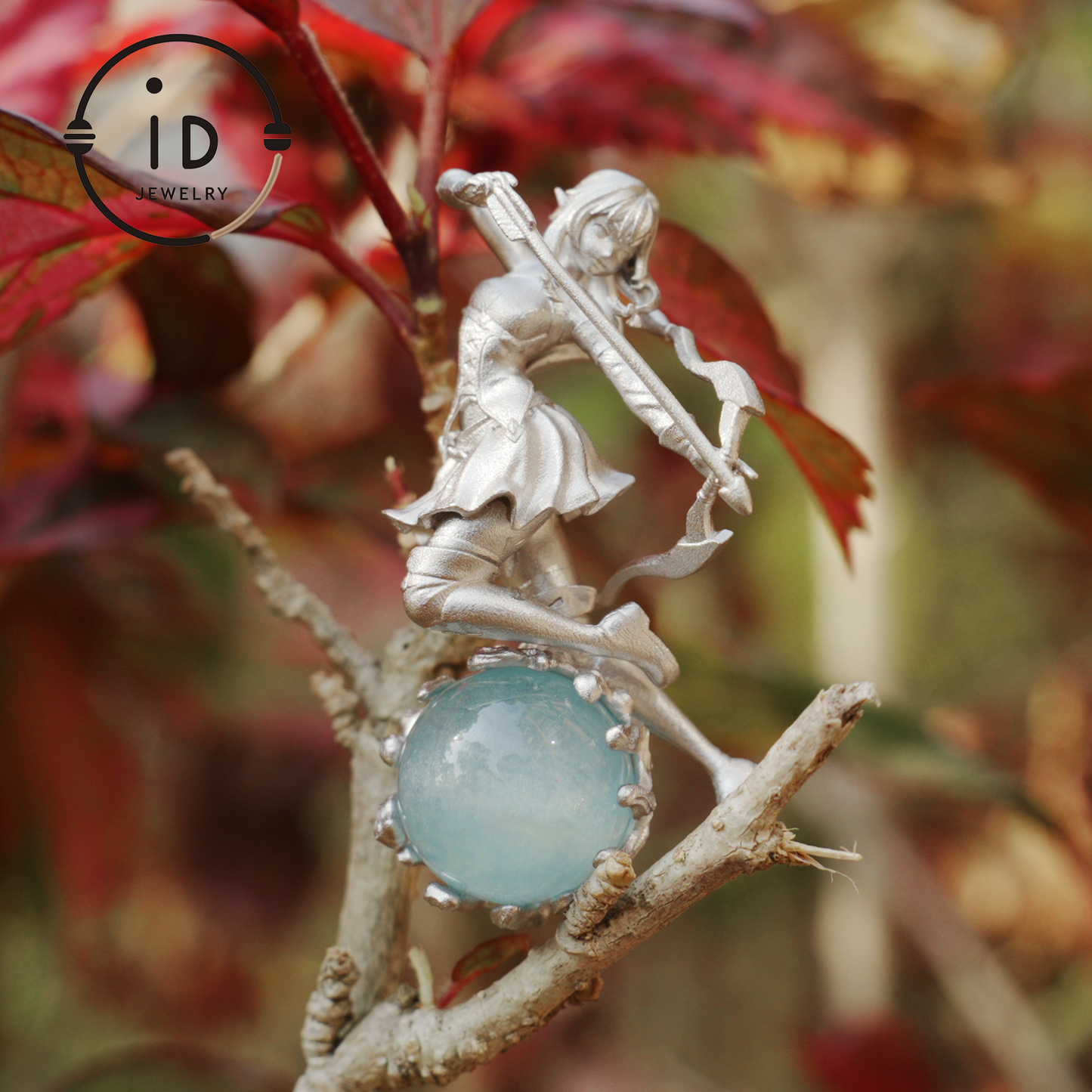 Sagittarius Archer Pendant Necklace in 925 Sterling Silver with Aquamarine – Handcrafted Zodiac Jewelry for Men or Woman