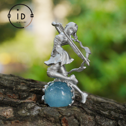 Sagittarius Archer Pendant Necklace in 925 Sterling Silver with Aquamarine – Handcrafted Zodiac Jewelry for Men or Woman