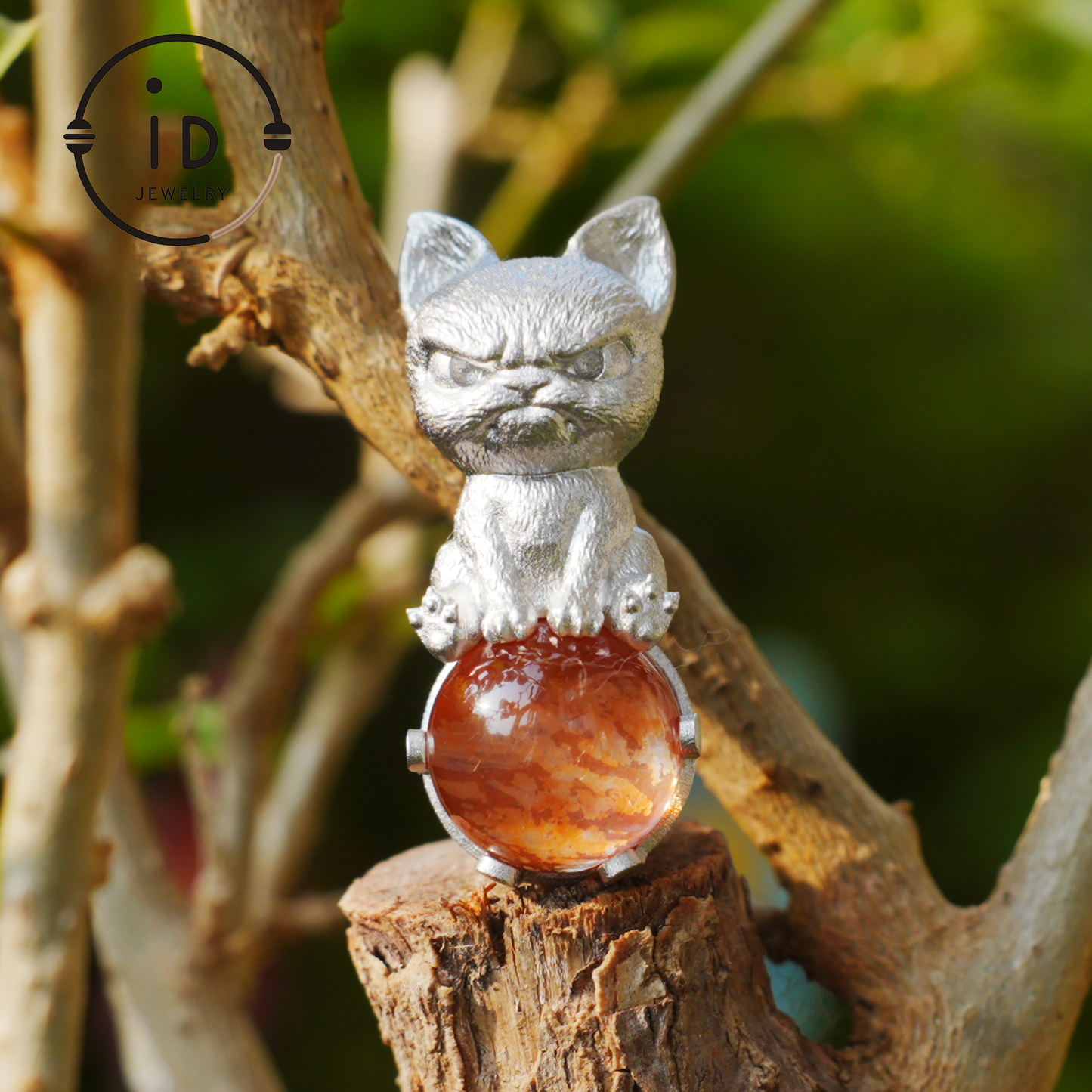 Silver Dog Pendant with Red Resin Stone, 925 Sterling Silver Necklace, Fairytale Animal Jewelry, Gift for Her Birthday