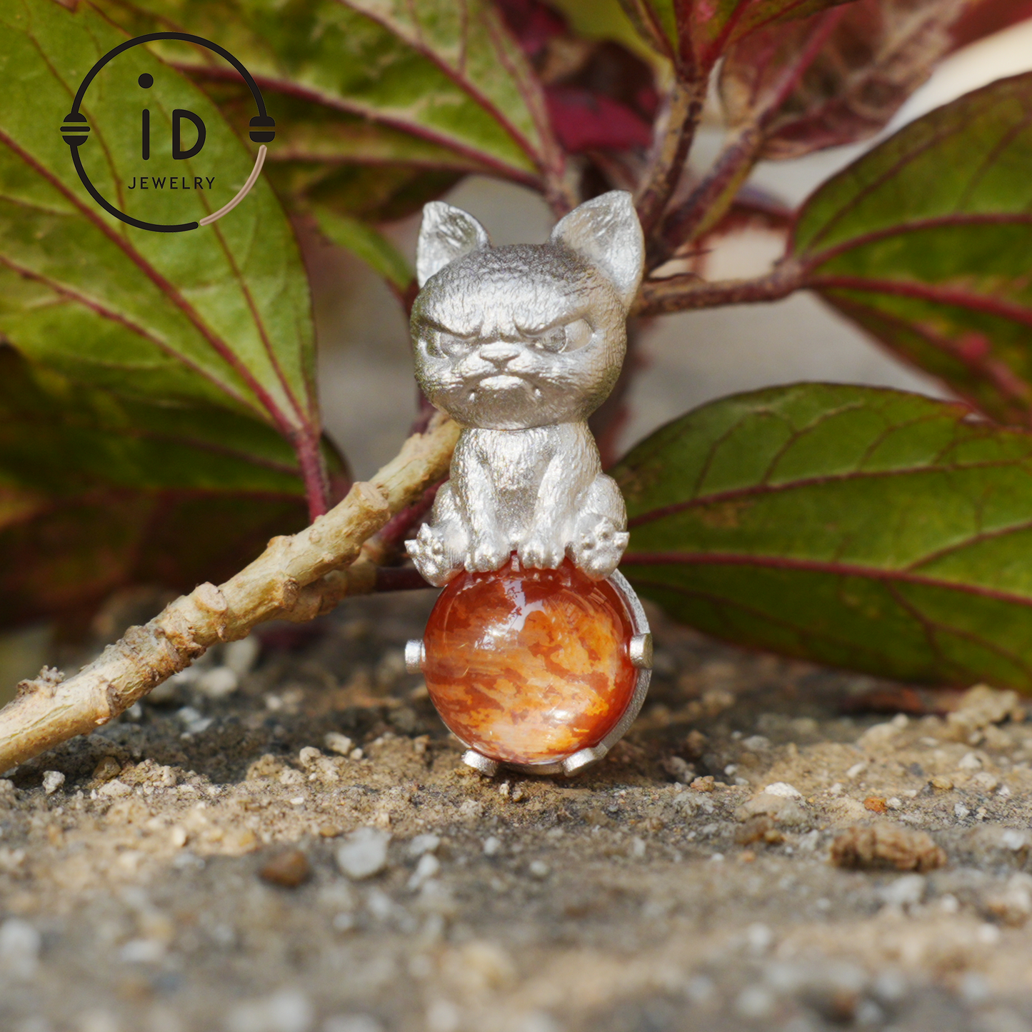 Silver Dog Pendant with Red Resin Stone, 925 Sterling Silver Necklace, Fairytale Animal Jewelry, Gift for Her Birthday