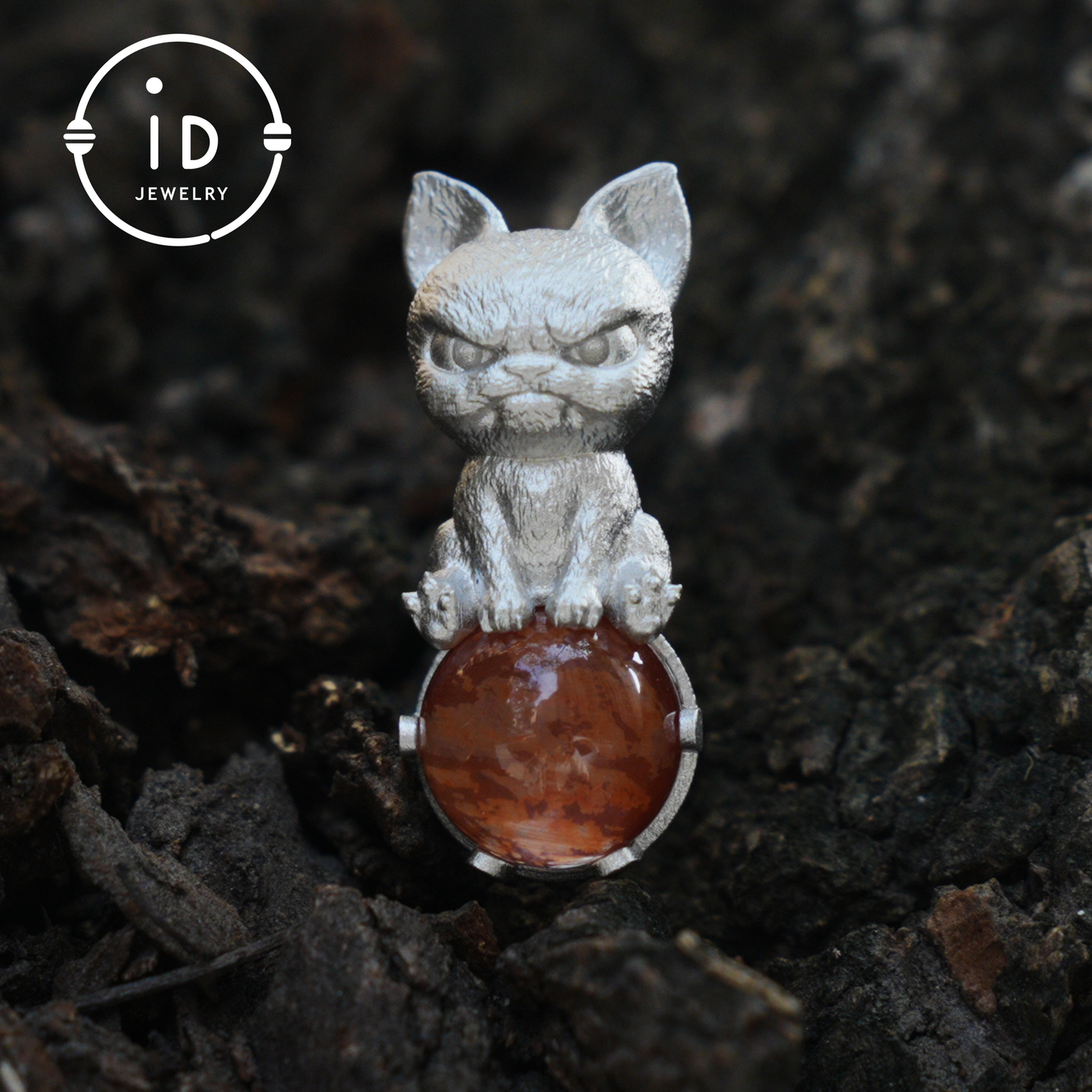 Silver Dog Pendant with Red Resin Stone, 925 Sterling Silver Necklace, Fairytale Animal Jewelry, Gift for Her Birthday