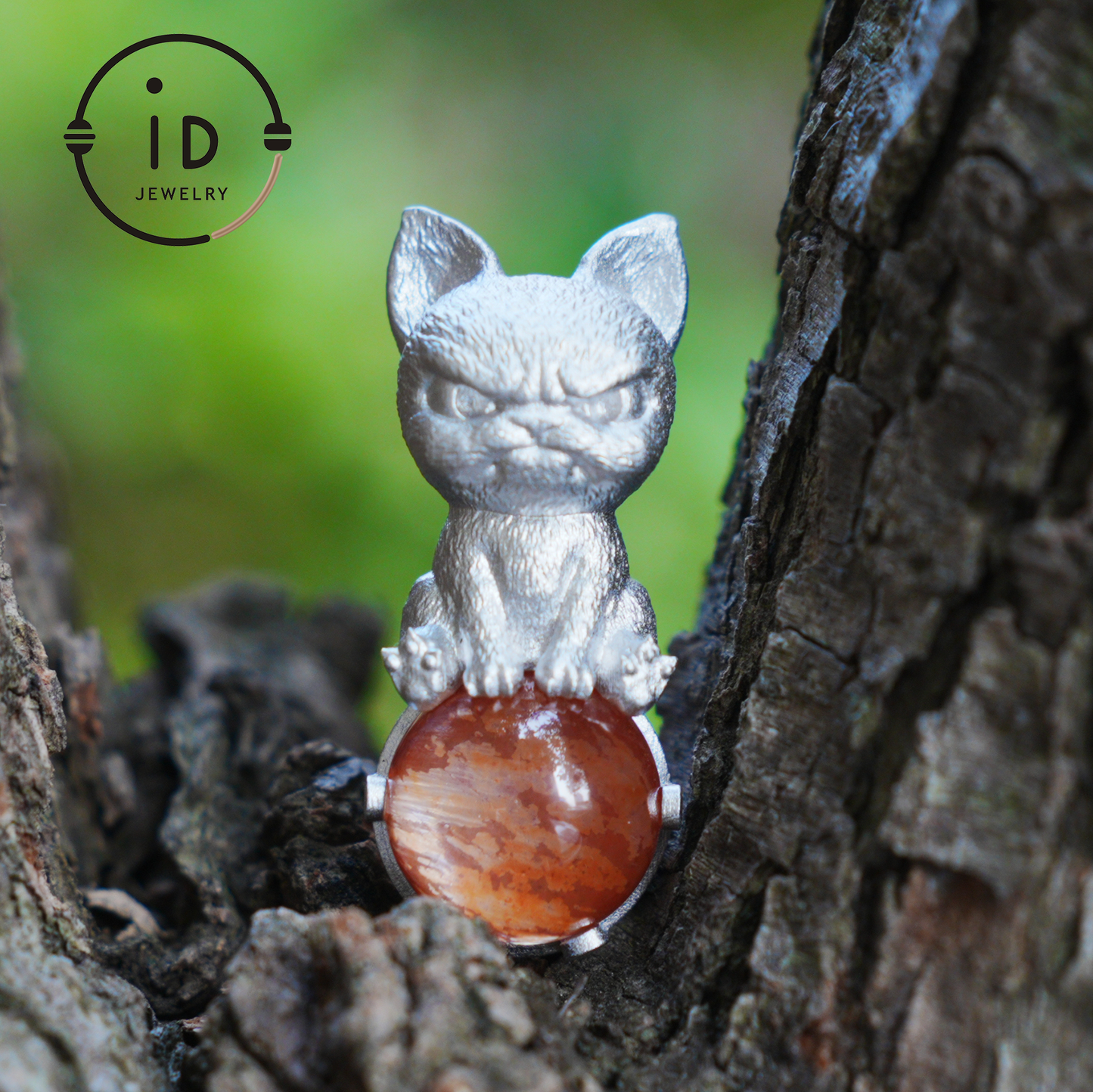 Silver Dog Pendant with Red Resin Stone, 925 Sterling Silver Necklace, Fairytale Animal Jewelry, Gift for Her Birthday