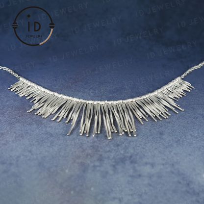 Handgemachte Boho Halskette, Fransen Halskette, Ethno Schmuck, Statement Silber Halskette, Vintage Boho Halskette, Festival Schmuck, Geschenk für Sie