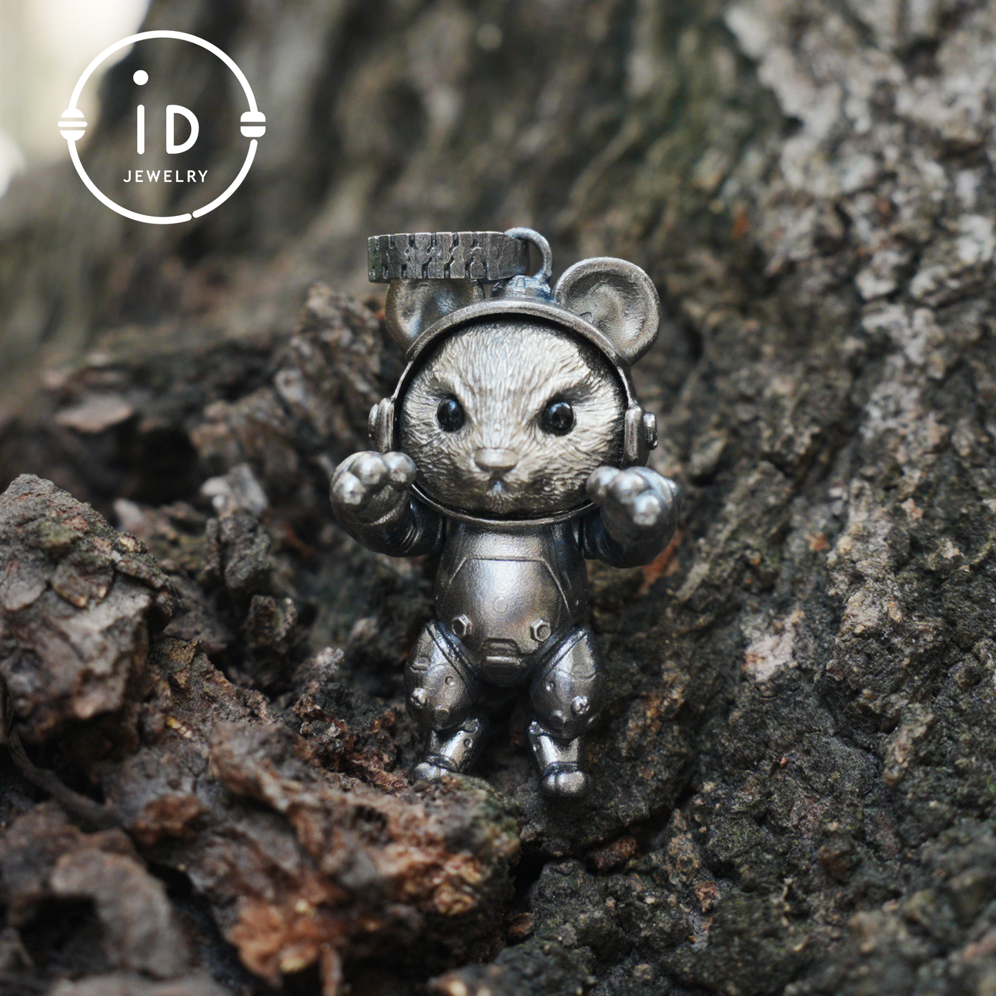 Silver Pendant with Black Onyx, Movable Animal Figure Necklace, Gothic Jewelry for Men and Women, Birthday Gift Unisex