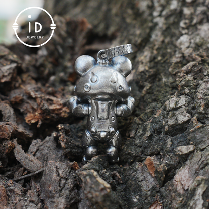 Silver Pendant with Black Onyx, Movable Animal Figure Necklace, Gothic Jewelry for Men and Women, Birthday Gift Unisex