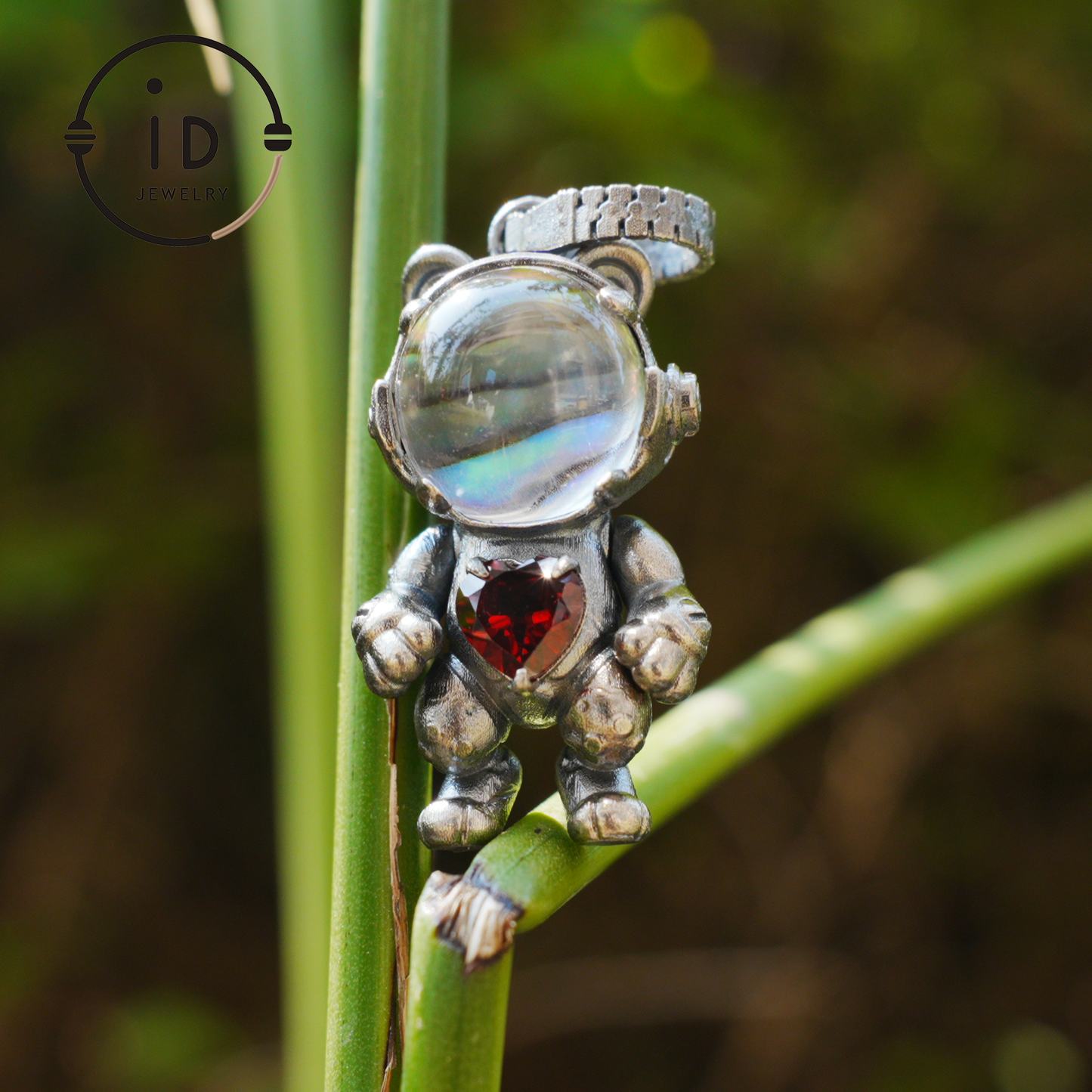 925 silver pendant with abalone shell & red garnet, handmade animal totem necklace in gothic fairytale style, gift for her, birthday