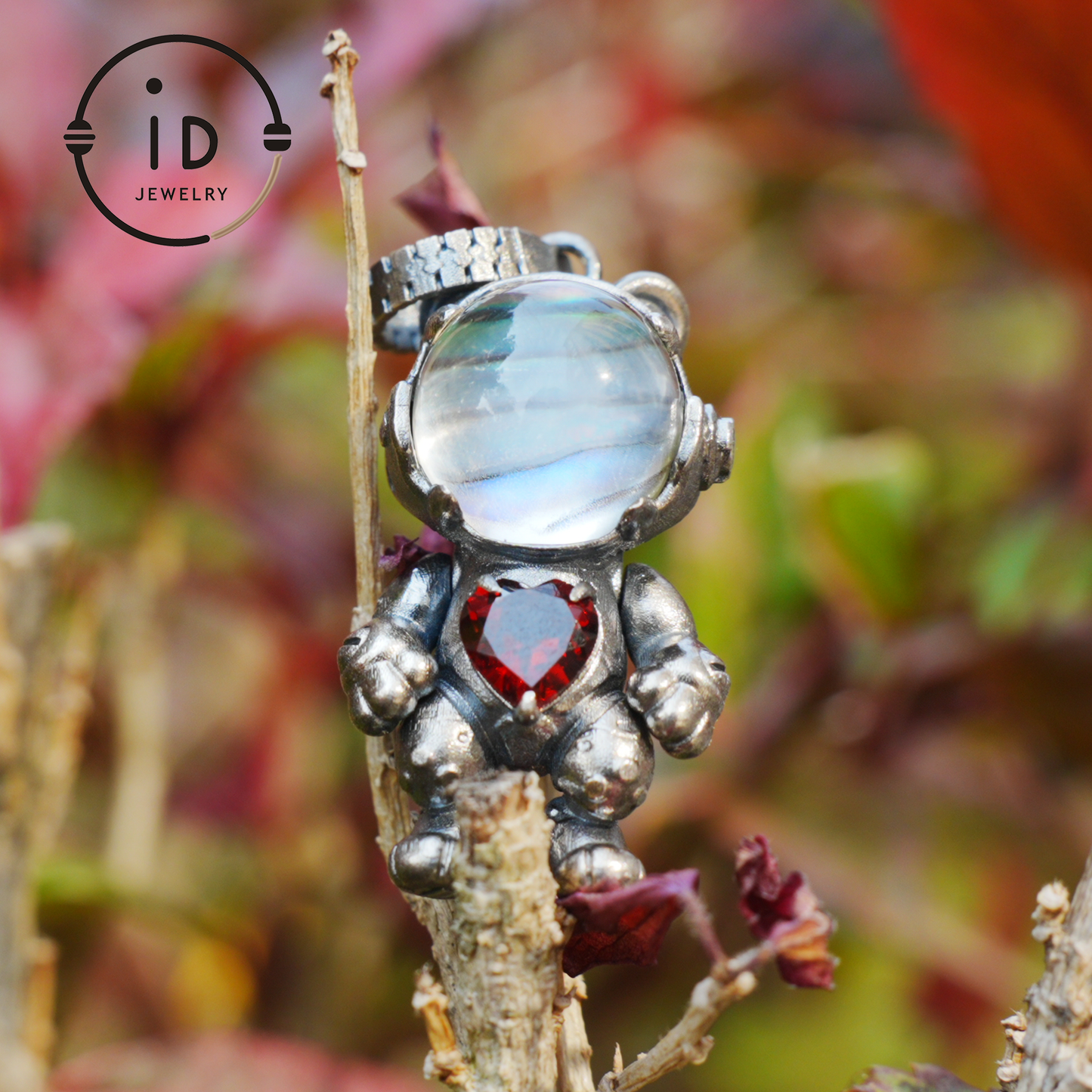 925 silver pendant with abalone shell & red garnet, handmade animal totem necklace in gothic fairytale style, gift for her, birthday