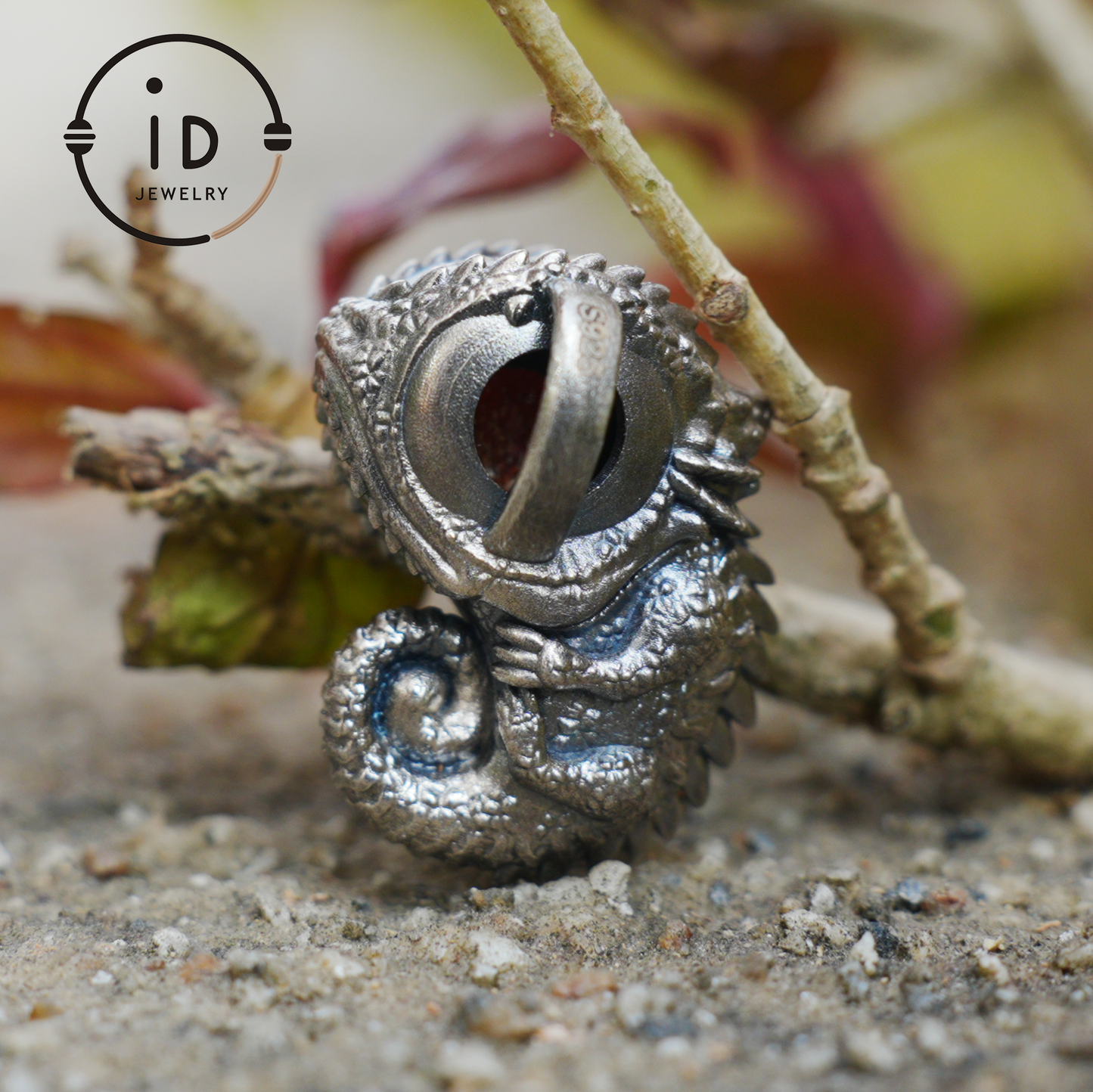 Sunstone Silver Pendant Chameleon Totem Necklace Handmade Gothic Jewelry Reptile Amulet Protective Talisman Gift for Him Her Boho Style