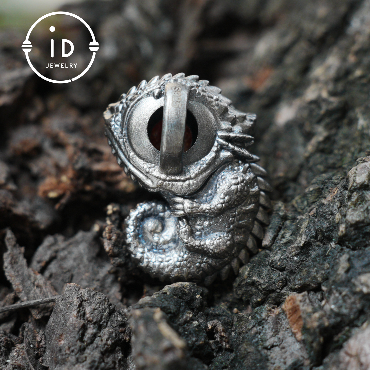 Sunstone Silver Pendant Chameleon Totem Necklace Handmade Gothic Jewelry Reptile Amulet Protective Talisman Gift for Him Her Boho Style