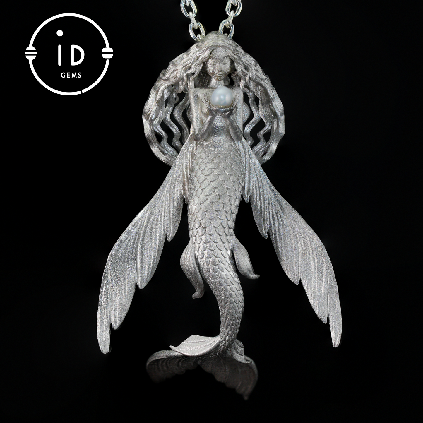 925 Sterling Silver Mermaid Pearl Pendant Necklace Hand-Carved Ocean Fantasy Jewelry |Protection Talisman & Symbol of Love Unique Gift Idea