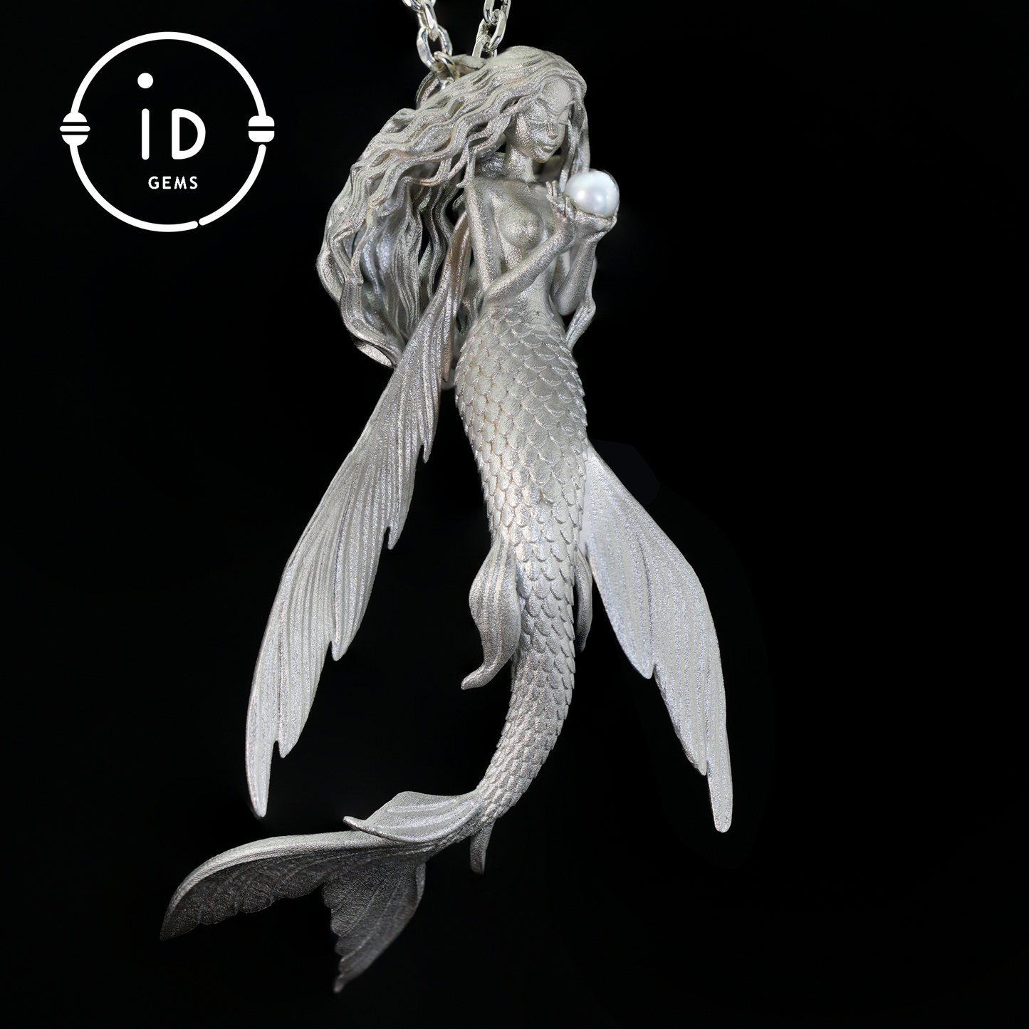 925 Sterling Silver Mermaid Pearl Pendant Necklace Hand-Carved Ocean Fantasy Jewelry |Protection Talisman & Symbol of Love Unique Gift Idea