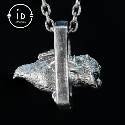 Dragon Ring and Pendant in 925 Sterling Silver with Black Onyx, Handcrafted Gothic Fantasy Jewelry Gift for Men and Women