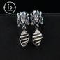 Medusa Earrings with Garnet Drop in Oxidized 925 Sterling Silver, Gothic Vintage Jewelry for Women, Christmas Gift Idea