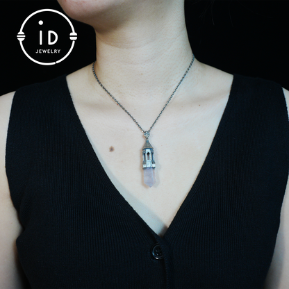 Amethyst Pendant 925 Silver, Gothic Tower Necklace, Statement Jewelry Totem Talisman, Gift for Her, Birthday Jewelry Idea