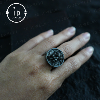 Handgefertigter Cyberpunk-Ring | Industrieschmuck | Mikrochip-Design | Gothic-Geek-Ring 