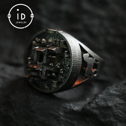 Handgefertigter Cyberpunk-Ring | Industrieschmuck | Mikrochip-Design | Gothic-Geek-Ring 