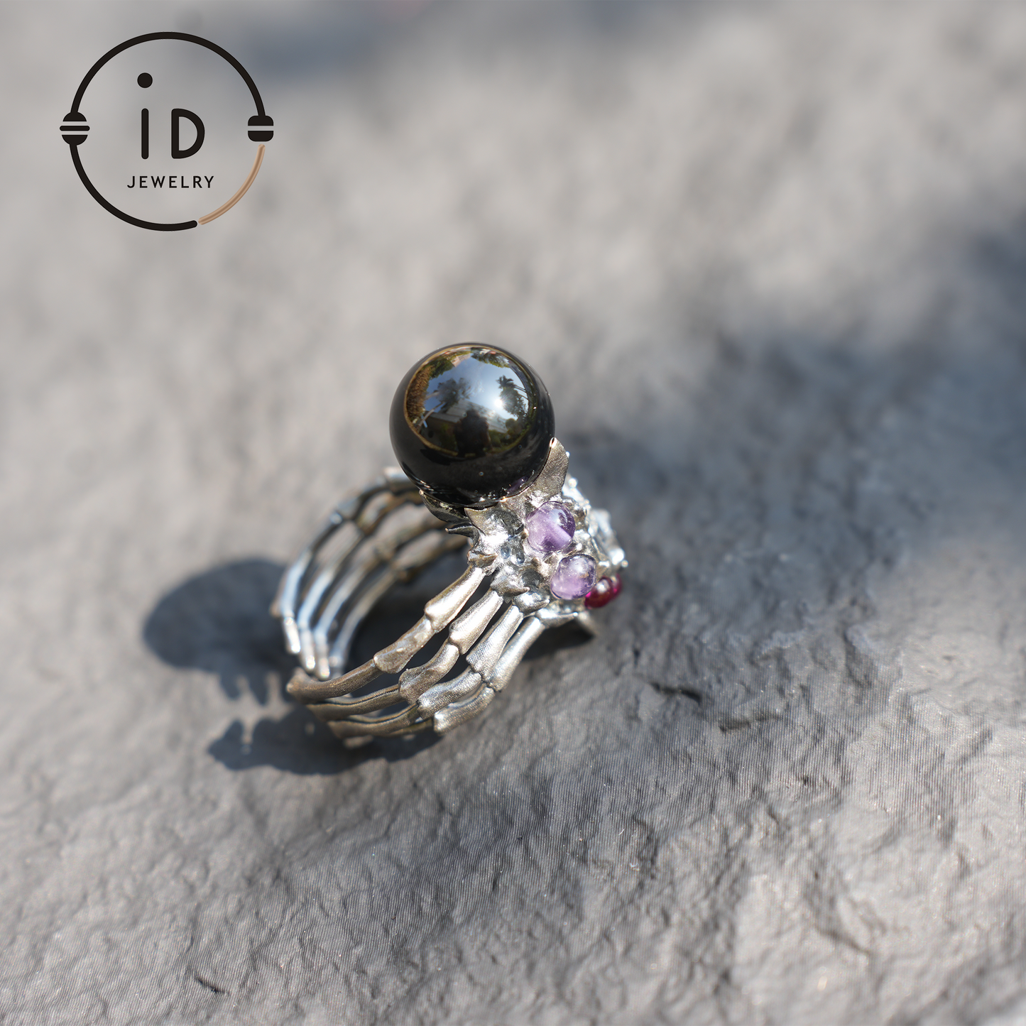 Handmade Gothic spider open ring, agate magic silver ring, mysterious personality jewelry, unique retro style, unisex gift