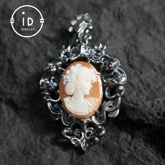 Antique Cameo Pendant – Handmade Victorian Necklace – Gothic Talisman & Art Jewelry