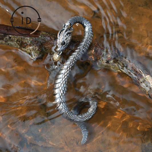 Eternal Coil Dragon Snake Brooch - 925 Sterling Silver| Handcrafted Serpent Design| Unique Fantasy Jewelry