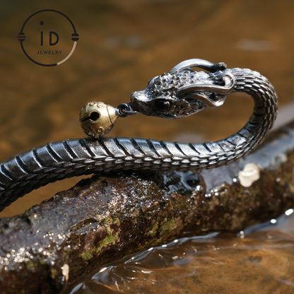 Eternal Coil Dragon Snake Brooch - 925 Sterling Silver| Handcrafted Serpent Design| Unique Fantasy Jewelry