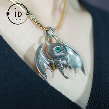 925 Silber Fledermaus Anhänger mit Opal - Handgefertigter Gothic Schmuck, Fantasy Anhänger, Einzigartige Gothic Halskette für Halloween &amp; Gothic Liebhaber