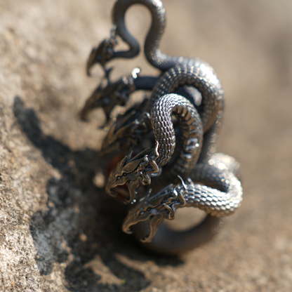 Anhänger mit achtköpfiger Schlange – S925 Silber – handgefertigtes kreatives Design, inspiriert von Yamata no Orochi (japanische Mythologie)