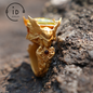 Winged Knight Ring - 18k Gold with Yellow Citrine and Ruby - Fantasy Inspired Jewelry