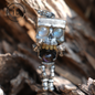 Mechanischer Totenkopf Anhänger | S925 Silber mit Labradorit | Einzigartiger Gothic Schmuck