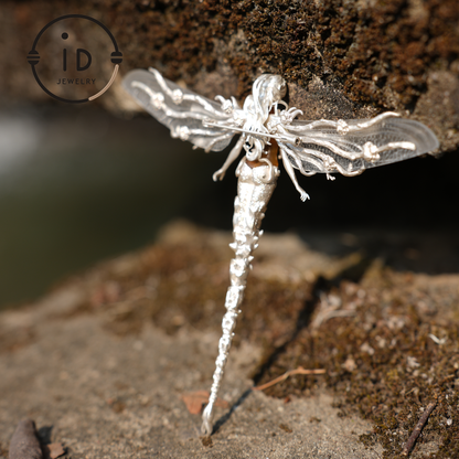 Mystischer Libellenschmuck | 925 Silber &amp; Citrin | Brosche &amp; Anhänger in Einem