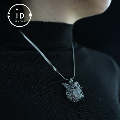 Mysterious nine-tailed fox pendant| handmade| amulet pendant| elegant wings design| mythical style