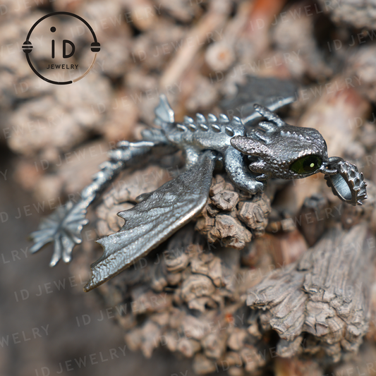 Fantasy Dragon Pendant with Enamel Finish, Handmade Toothless Inspired Jewelry, Unique Gift for How to Train Your Dragon Fans