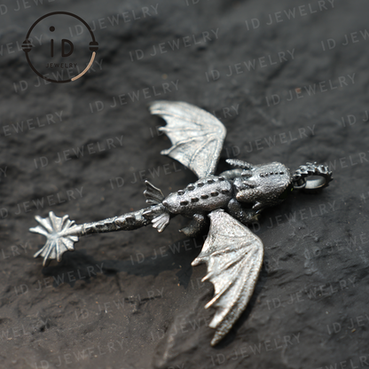 Fantasy Dragon Pendant with Enamel Finish, Handmade Toothless Inspired Jewelry, Unique Gift for How to Train Your Dragon Fans