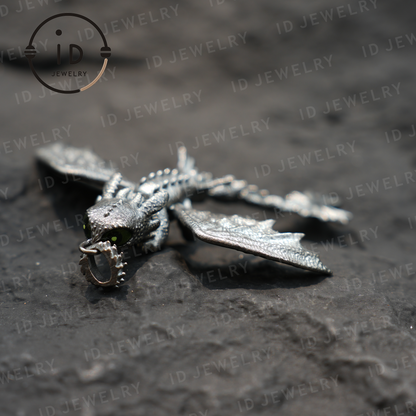 Fantasy Dragon Pendant with Enamel Finish, Handmade Toothless Inspired Jewelry, Unique Gift for How to Train Your Dragon Fans