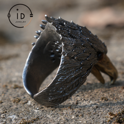 Sky Guardian Eagle Ring – 925 Sterling Silber mit Tigerauge-Edelstein, handgefertigter Schmuck im Adler-Design
