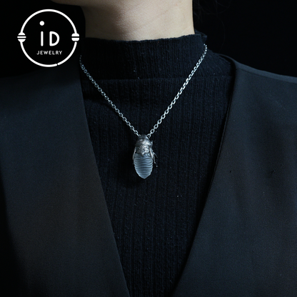Cicada Pendant with White Crystal – Handmade Protective Amulet – Vintage & Mystical Jewelry