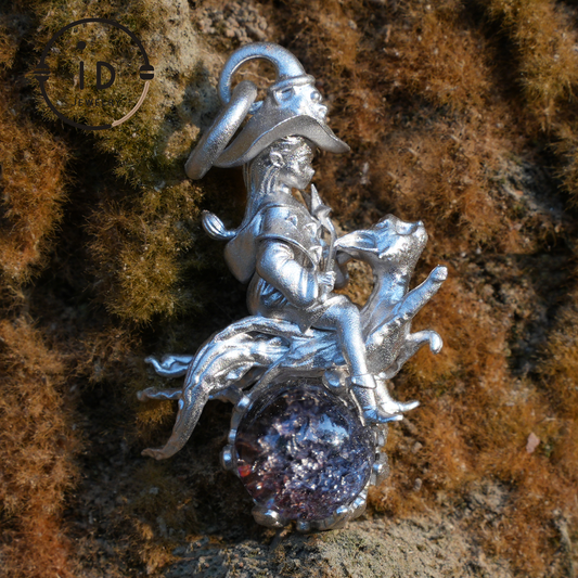 925 Silber Hexen-Reitkatzen-Anhänger mit Phantomquarz – Einzigartiger Fantasy-Schmuck für Sammler &amp; Fans